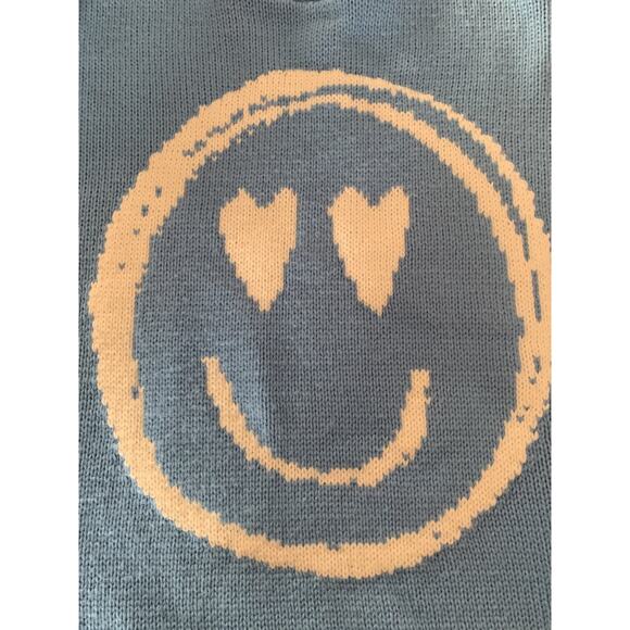 ASOS designs smiley face sweater size 2 small petite woman’s blue - Picture 5 of 8
